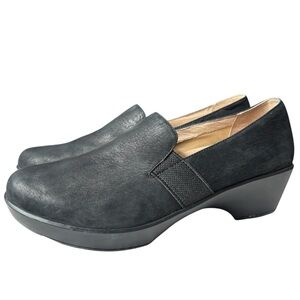 Dansko Jessica Black Nubuck Leather Comfort Clogs Shoes Loafers Sz 42 US 11.5 12